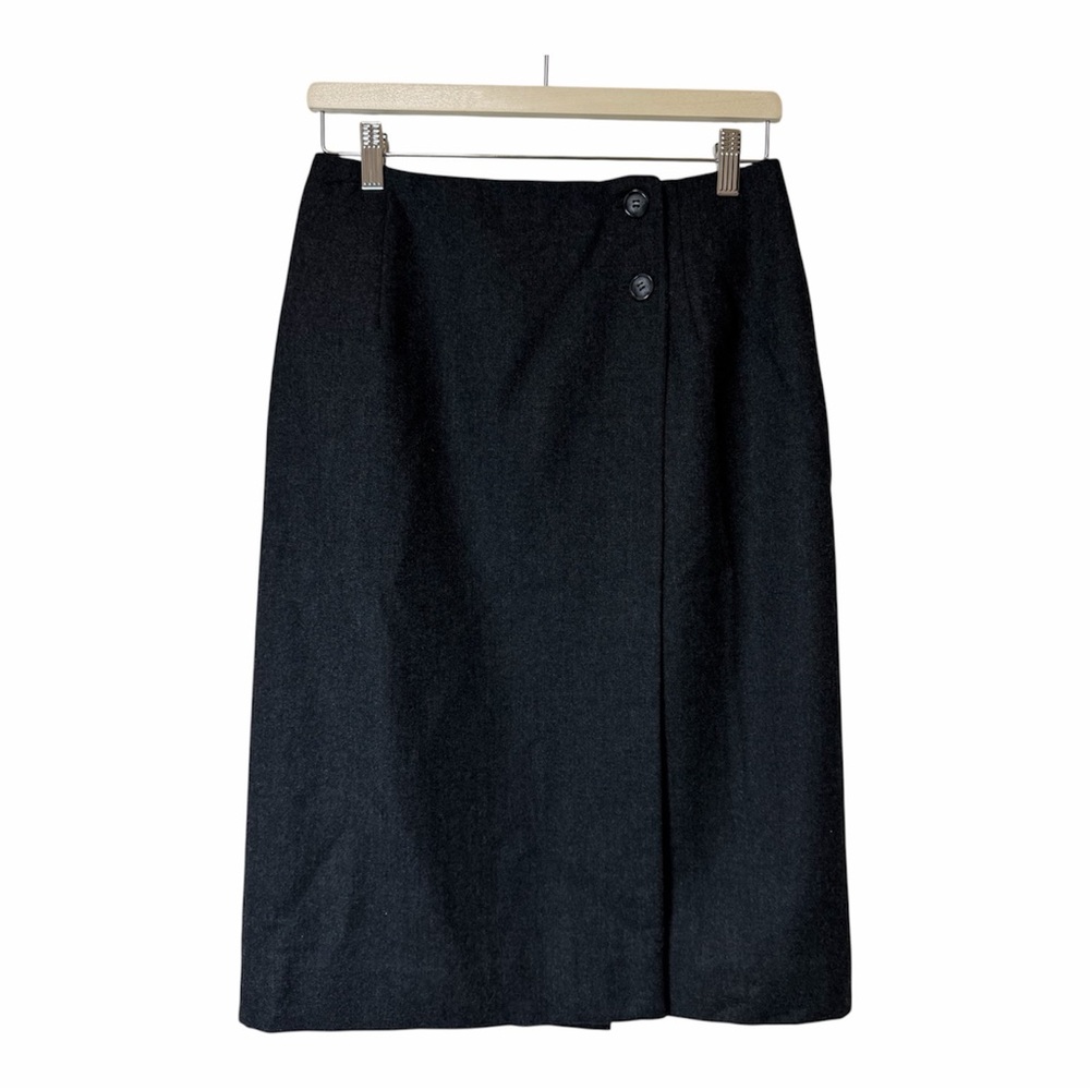 Talbots 100% Wool Wrap Pencil Skirt Vintage Grey 8 Academia Office Preppy Work